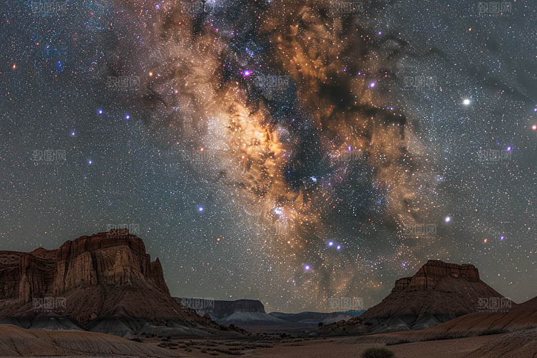 灿烂星空夜景梦幻素材