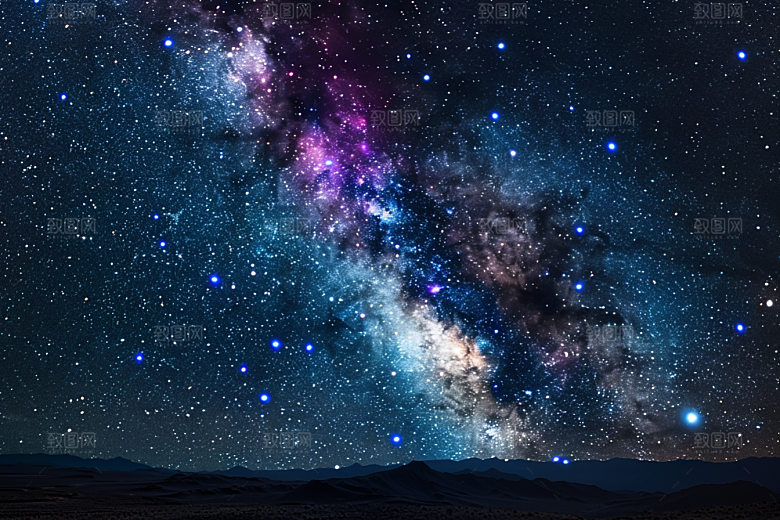 灿烂星空夜景唯美素材