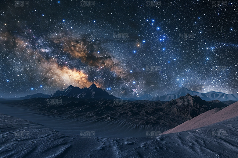 灿烂星空梦幻夜景素材
