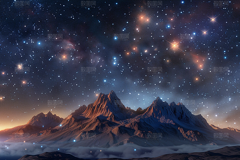 灿烂星空夜景银河素材