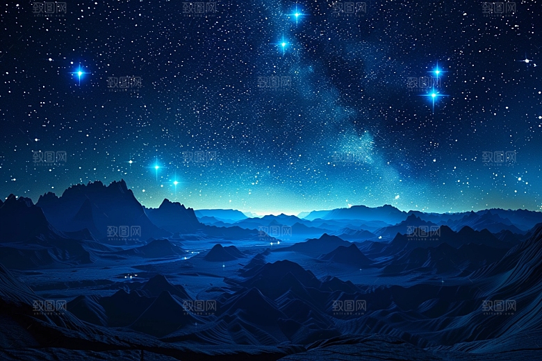 灿烂星空夜晚银河素材