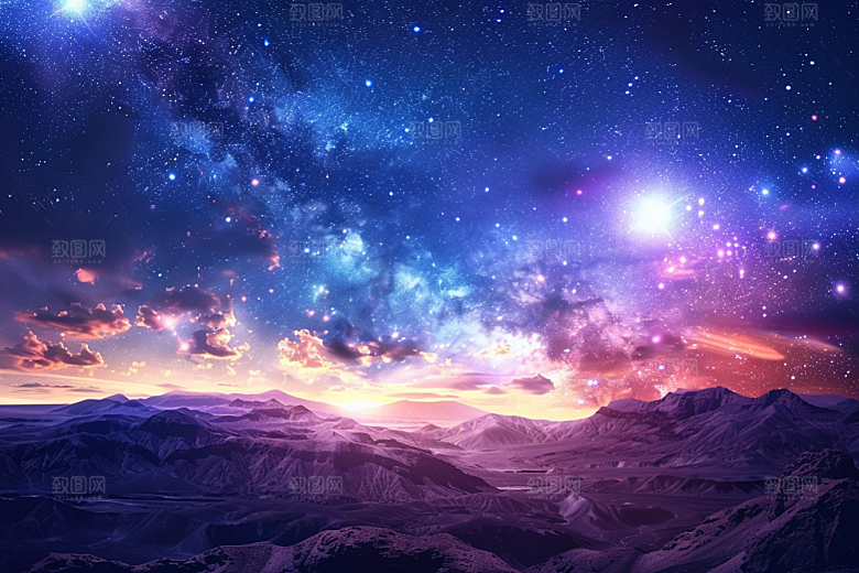 灿烂星空夜晚星辰素材