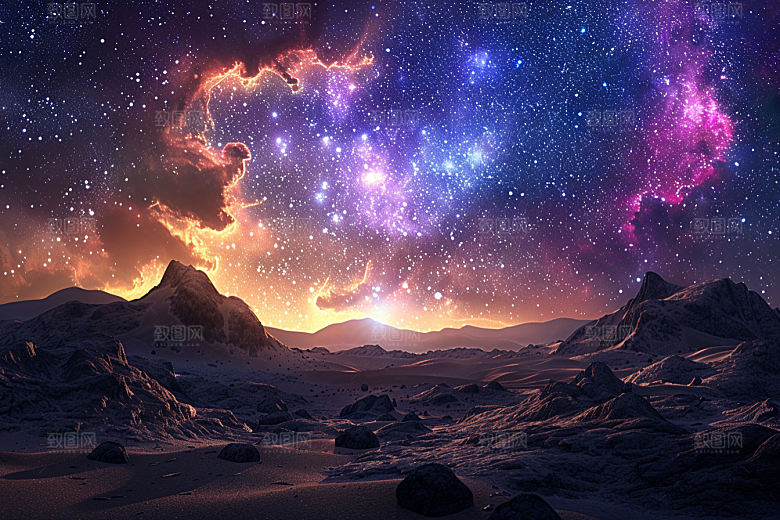 灿烂星空夜景夜晚素材