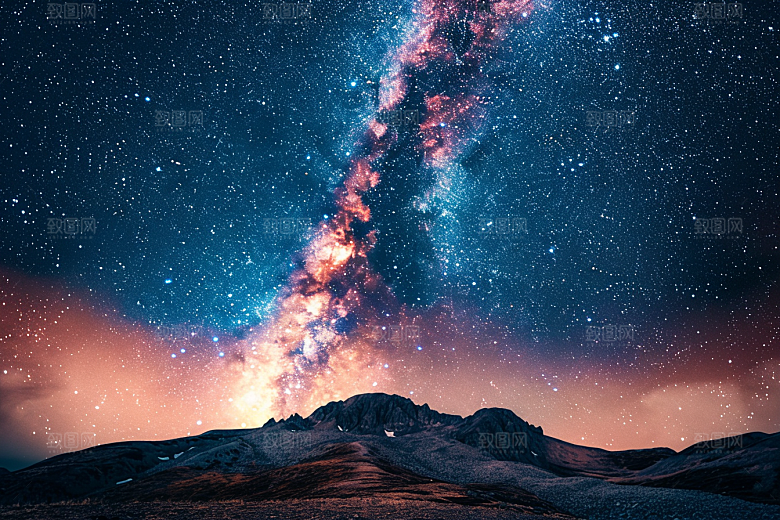 灿烂星空银河夜晚素材