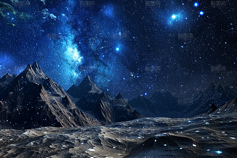 灿烂星空夜晚银河素材