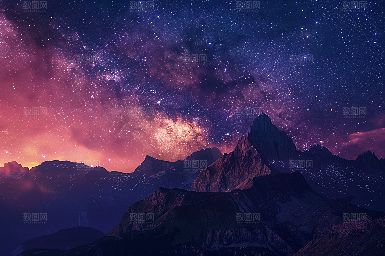 灿烂星空银河夜晚素材