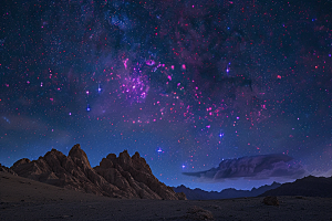 灿烂星空夜景梦幻素材