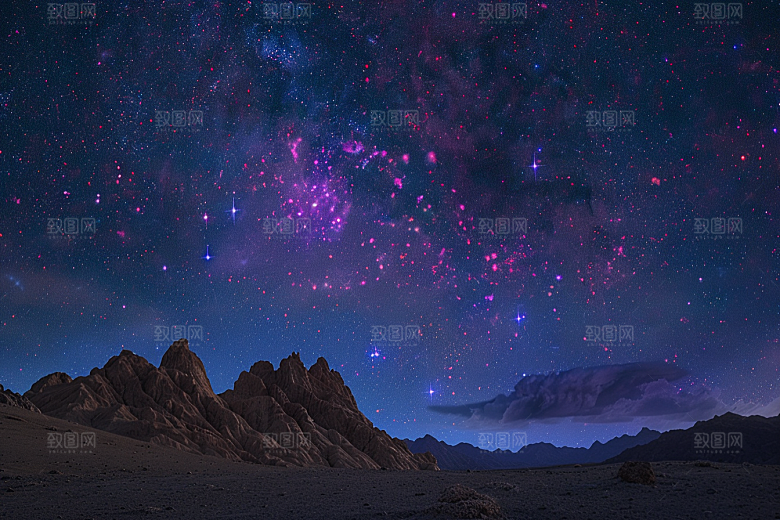 灿烂星空夜景梦幻素材