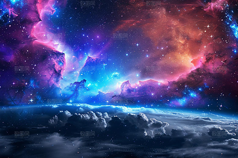 灿烂星空梦幻星辰素材