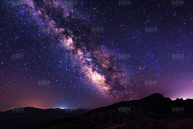 灿烂星空夜景高清素材