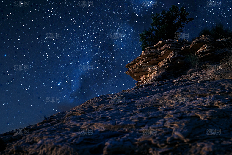 灿烂星空夜景浪漫素材