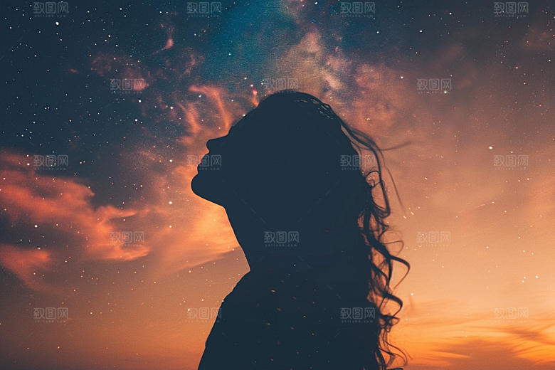 灿烂星空梦幻夜晚素材