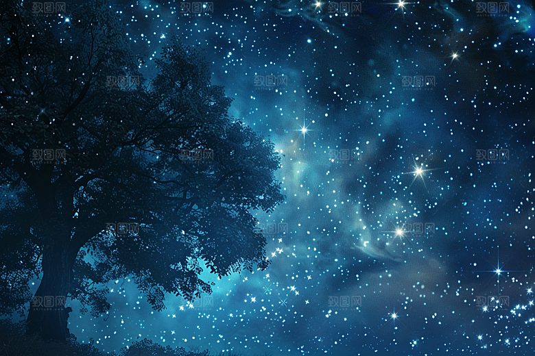 灿烂星空夜晚星辰素材