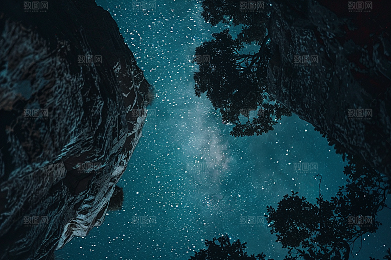 灿烂星空夜景夜晚素材