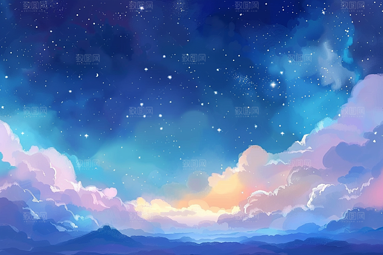 灿烂星空夜晚太阳系素材
