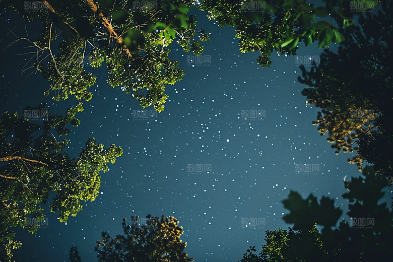 灿烂星空夜晚浪漫素材