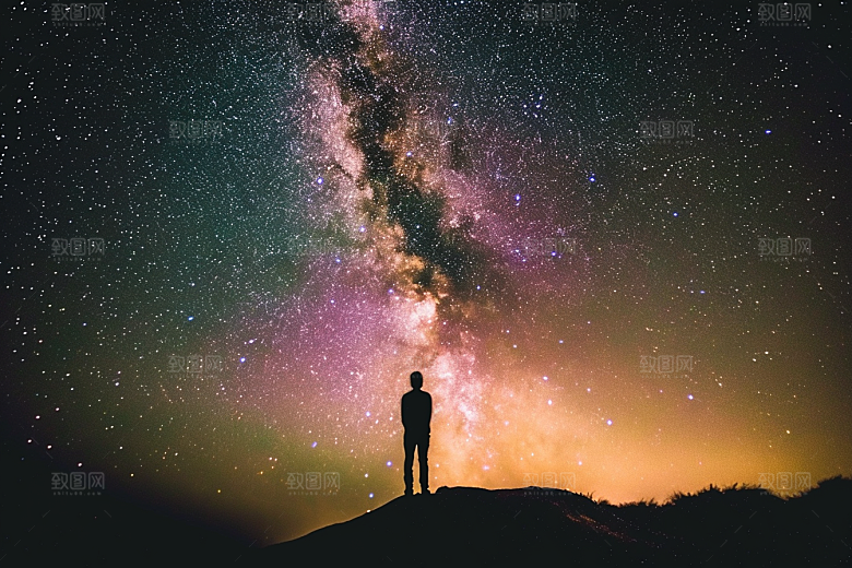 灿烂星空夜晚太阳系素材