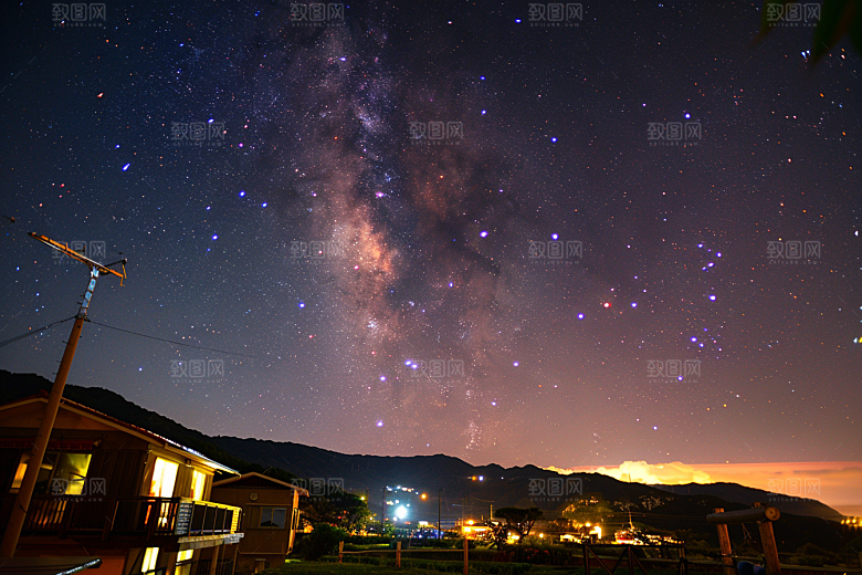 灿烂星空夜景浪漫素材