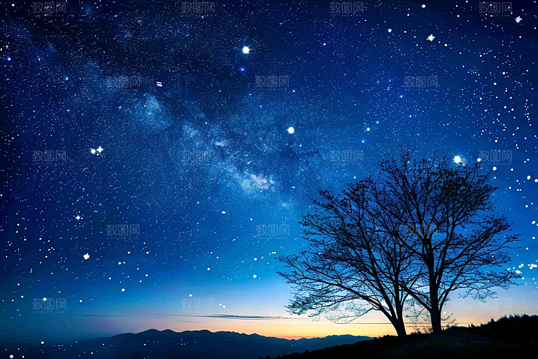 灿烂星空夜晚星辰素材