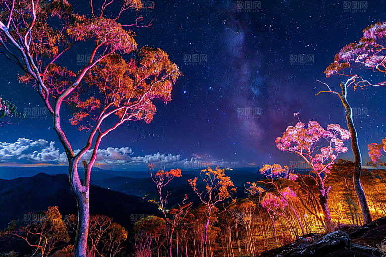 灿烂星空梦幻浪漫素材