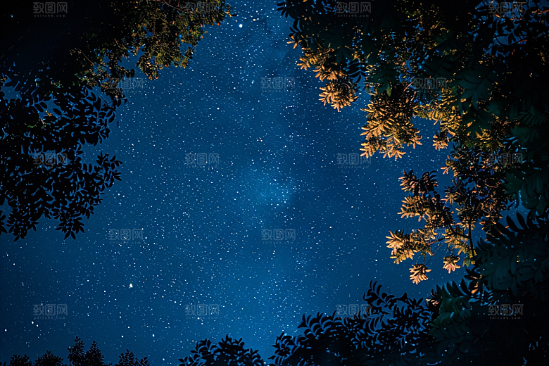 灿烂星空夜景唯美素材