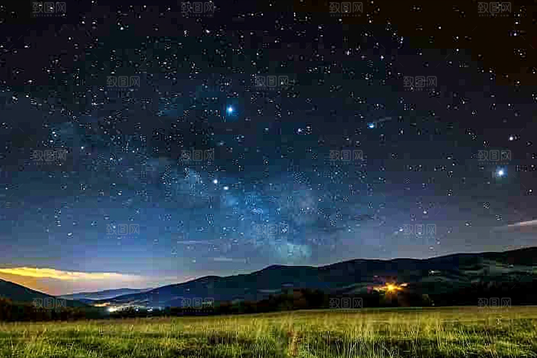 灿烂星空浪漫夜景素材