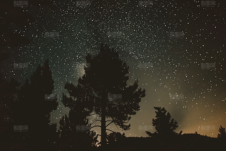 灿烂星空浪漫夜景素材