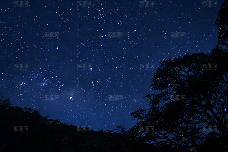 灿烂星空银河夜晚素材