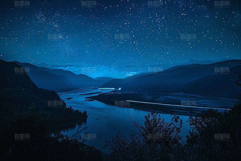 灿烂星空唯美夜景素材