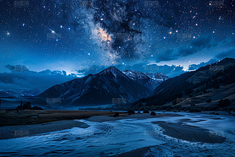 灿烂星空夜晚太阳系素材