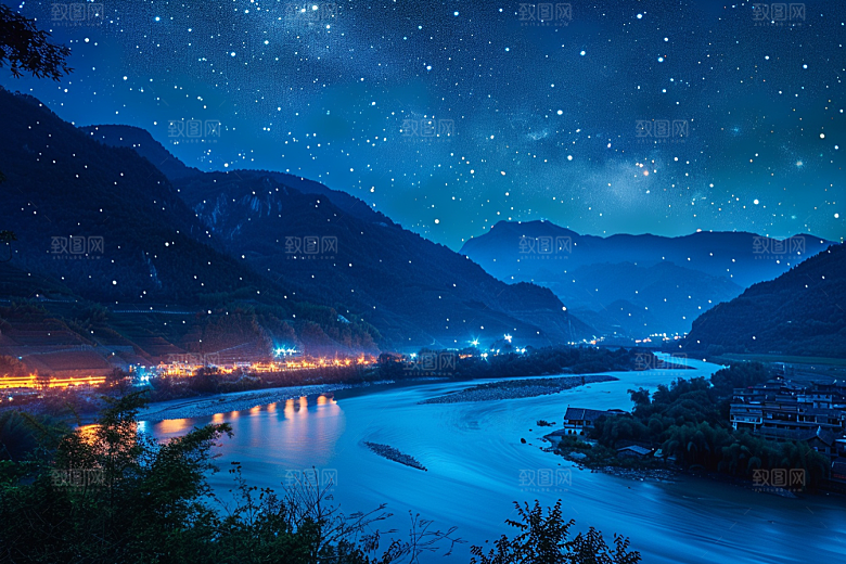 灿烂星空夜晚星辰素材