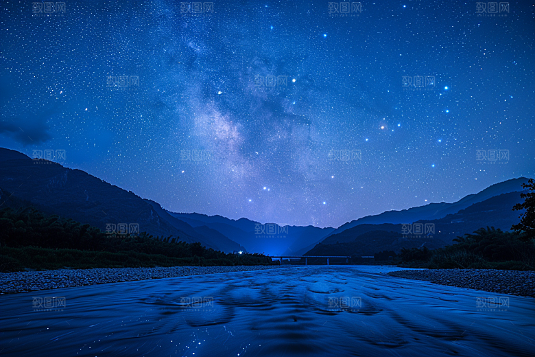 灿烂星空夜景星辰素材