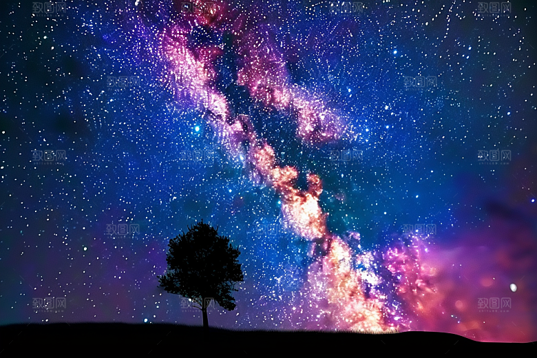 灿烂星空梦幻浪漫素材