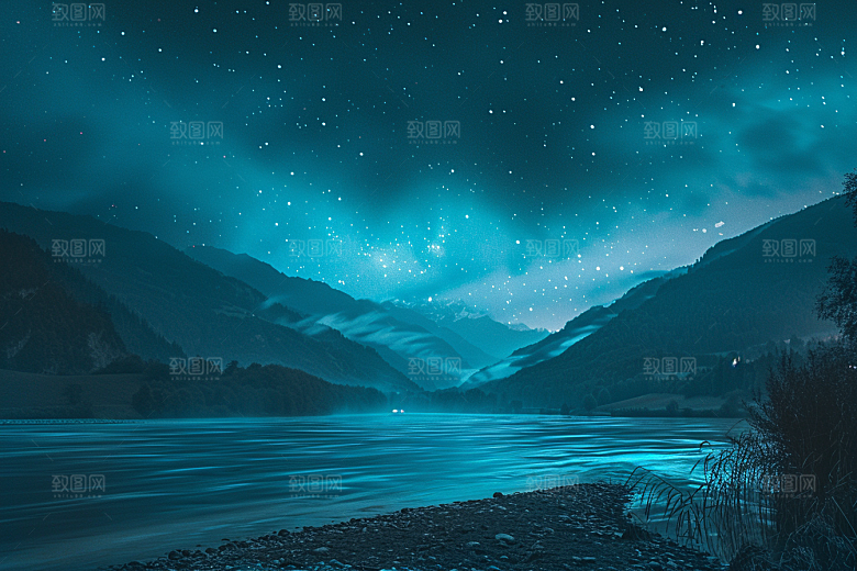 灿烂星空夜景天空素材