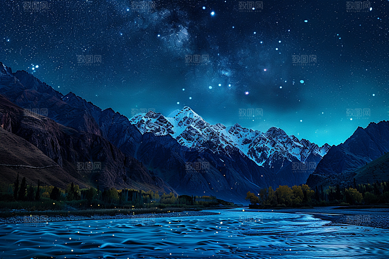 灿烂星空太阳系夜晚素材