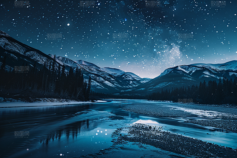 灿烂星空梦幻夜景素材