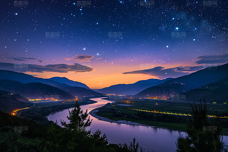 灿烂星空夜晚太阳系素材