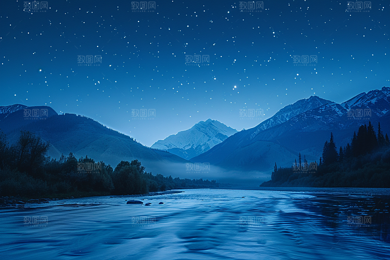 灿烂星空夜晚梦幻素材
