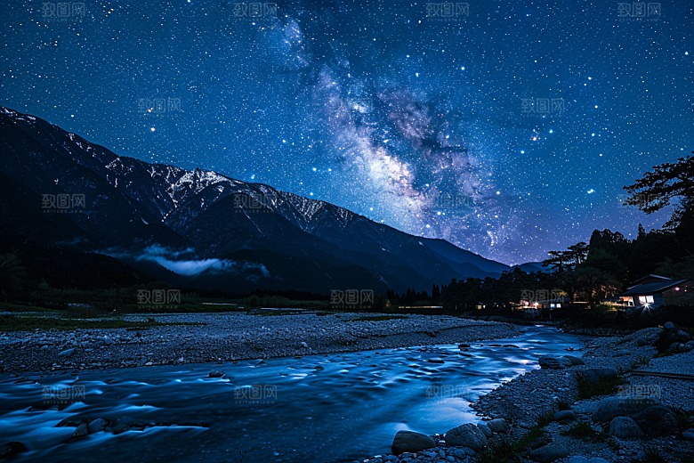 灿烂星空银河夜晚素材