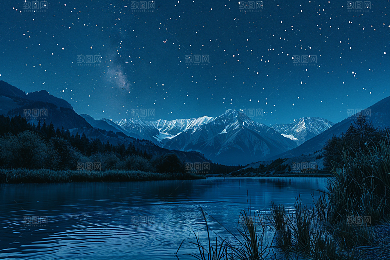 灿烂星空夜景星辰素材