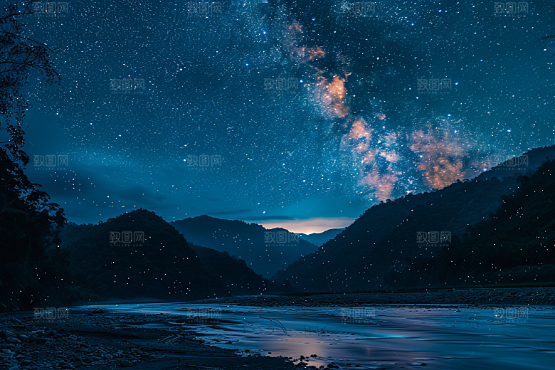 灿烂星空唯美夜晚素材