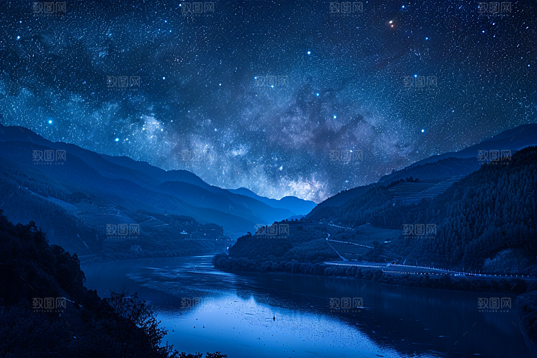 灿烂星空太阳系夜晚素材