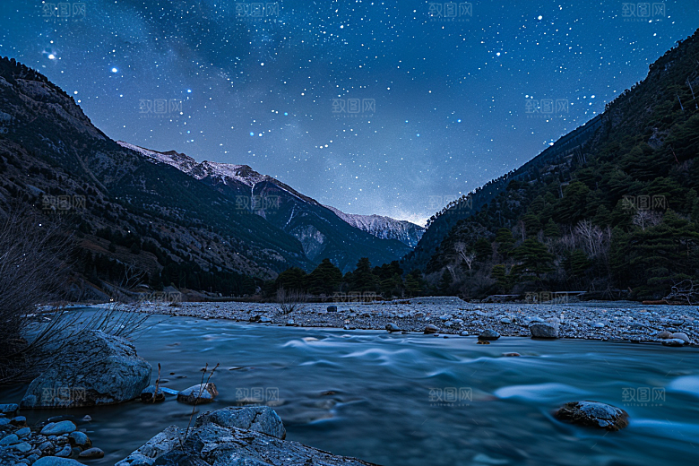 灿烂星空夜景夜晚素材