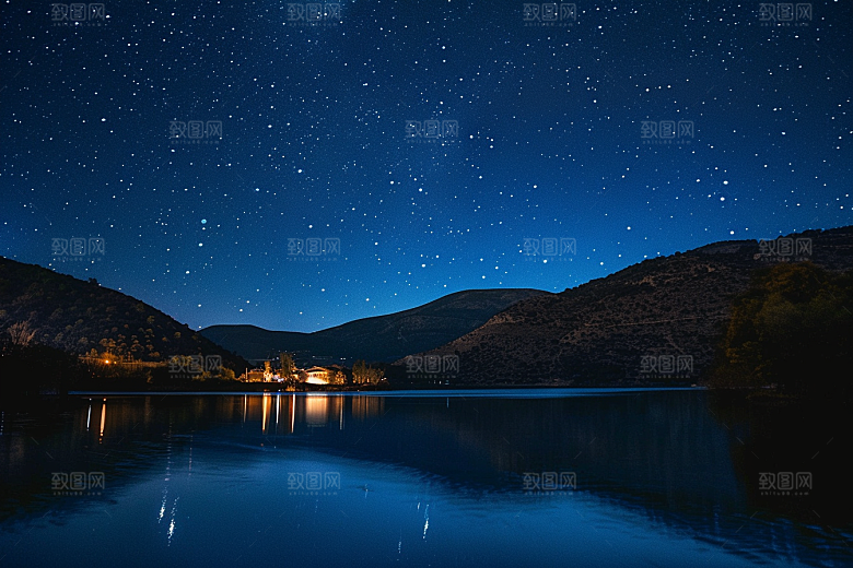 灿烂星空梦幻夜景素材