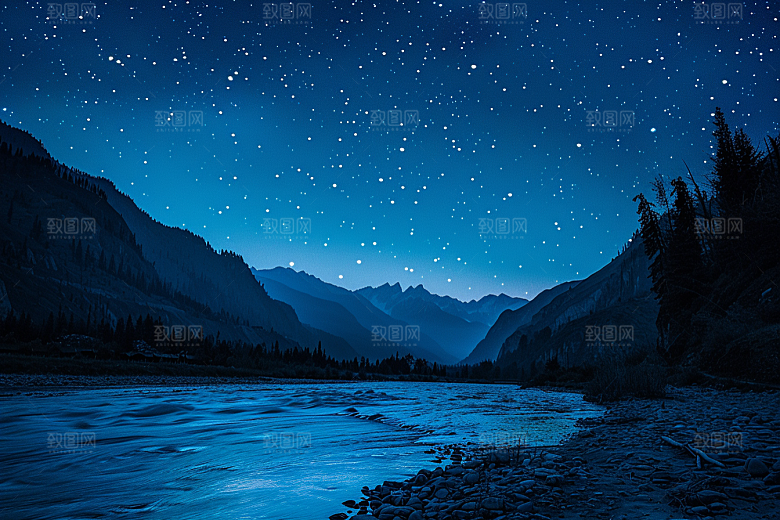 灿烂星空夜晚银河素材