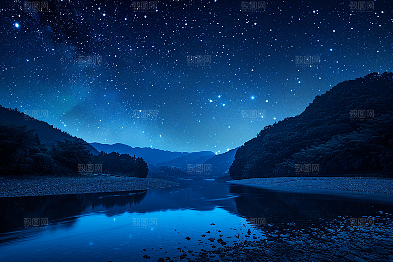 灿烂星空夜晚唯美素材