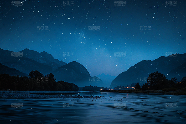 灿烂星空夜晚天空素材