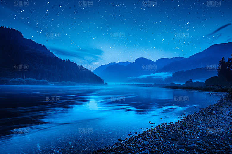灿烂星空夜景浪漫素材