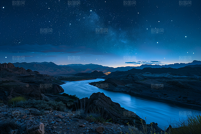 灿烂星空夜晚银河素材