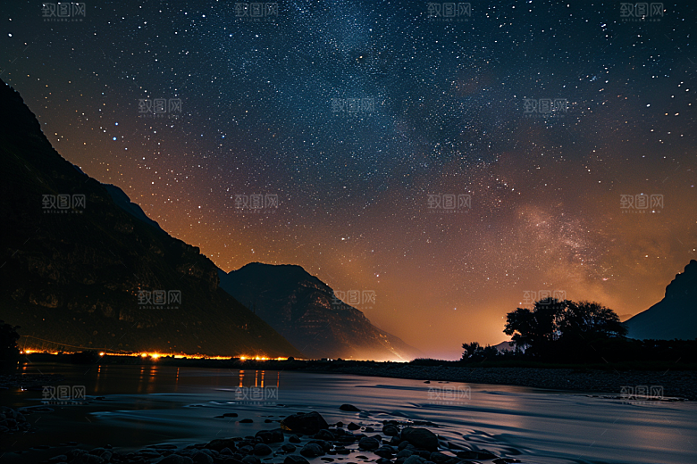 灿烂星空夜晚星辰素材